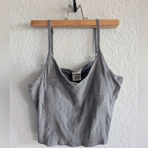 PINK Victoria's Secret Gray Cropped Ribbed Tank Top